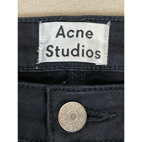 Acne‎ Studios Jeans Womens 29/30 Black Skinny 5 Pockets Mid Rise Stretch Denim - Picture 4 of 12
